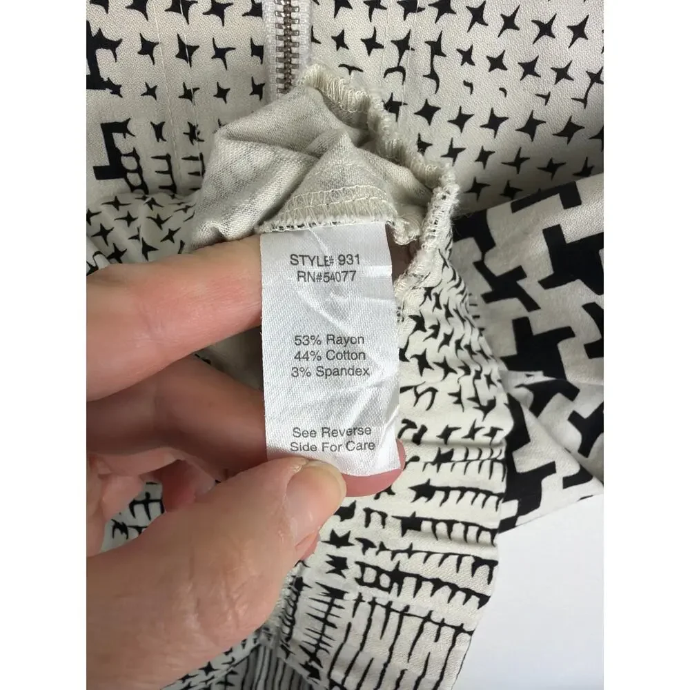 CAbi #931 Coupe Bomber Jacket Ivory Houndstooth Short Sleeve Full Zip‎ XL